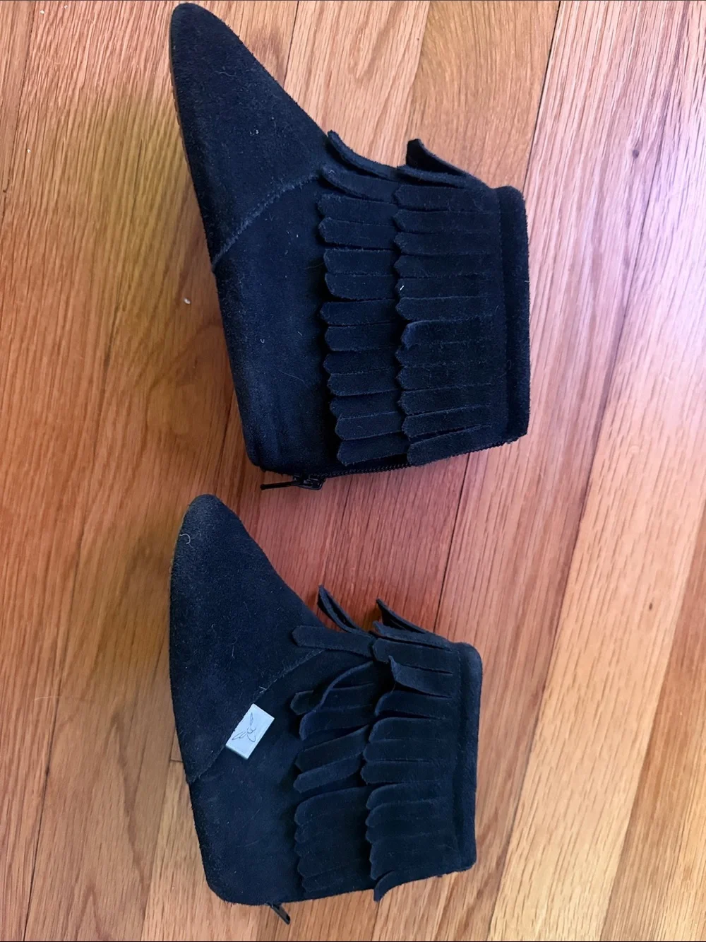 Kids Black Fringe Booties - Brand Unknown
